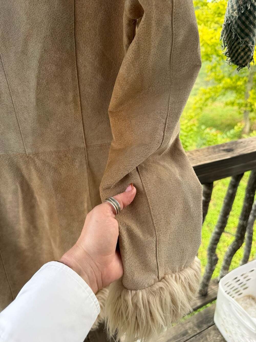 Wilsons Leather Maxima Suede Embroidered Faux Fur Trim Coat Size S - Picture 15 of 16